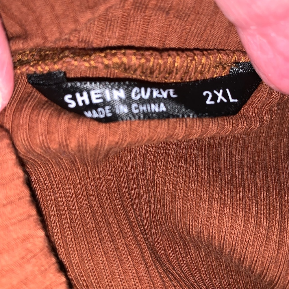 NWOT Women’s SHEIN Puff Sleeve Rib Knit Top - Brown - Picture 5 of 5